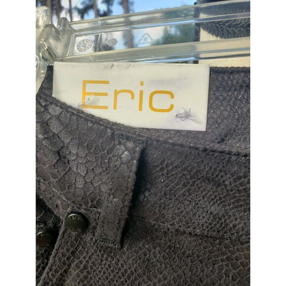 $118 Eric Jenny Jean Sz 4 Tummy Control Textured MID Rise Black Snakeskin Pants - Picture 6 of 14
